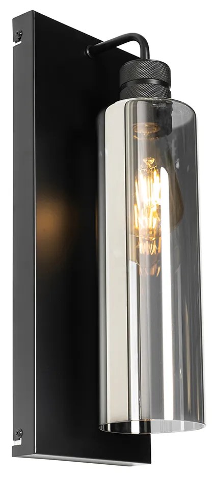 Lampa de perete moderna neagra cu sticla fumurie - Stavelot
