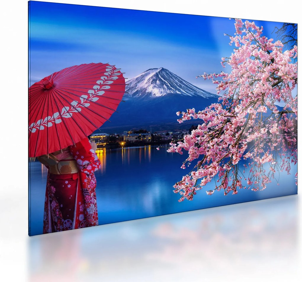 Tablou pe sticlă - cu privire la munte - Japonia (70x50 cm)