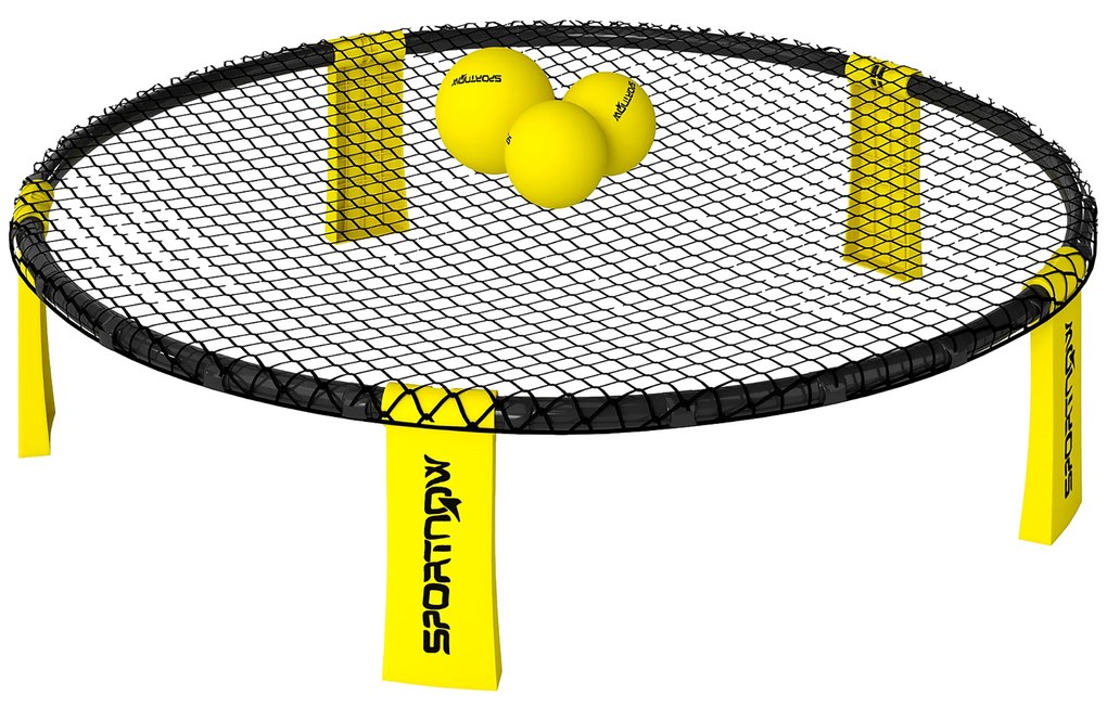 SPORTNOW Set joc mini-volei de exterior cu filet, 3 mingi și pompă, portabil cu sac de transport galben | Aosom Romania