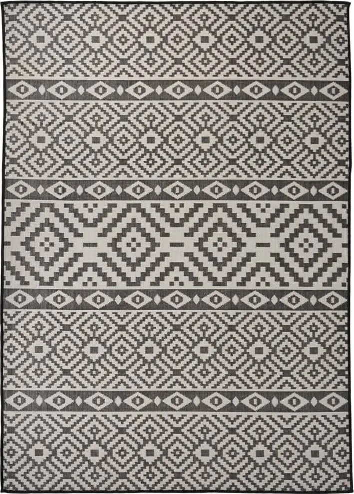 vidaXL Covor de exterior, dungi negre, 120x170 cm, țesătură plată