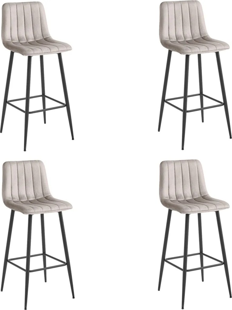 Scaun de bar POZZA VELVET cu picioare negre, bej