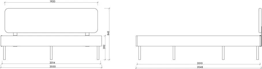 Pat matrimonial în culoare naturală închisă din placă aglomerată de lemn cu aspect de lemn de nuc fără tăblie cu somieră 200x200 cm Streiko – noo.ma