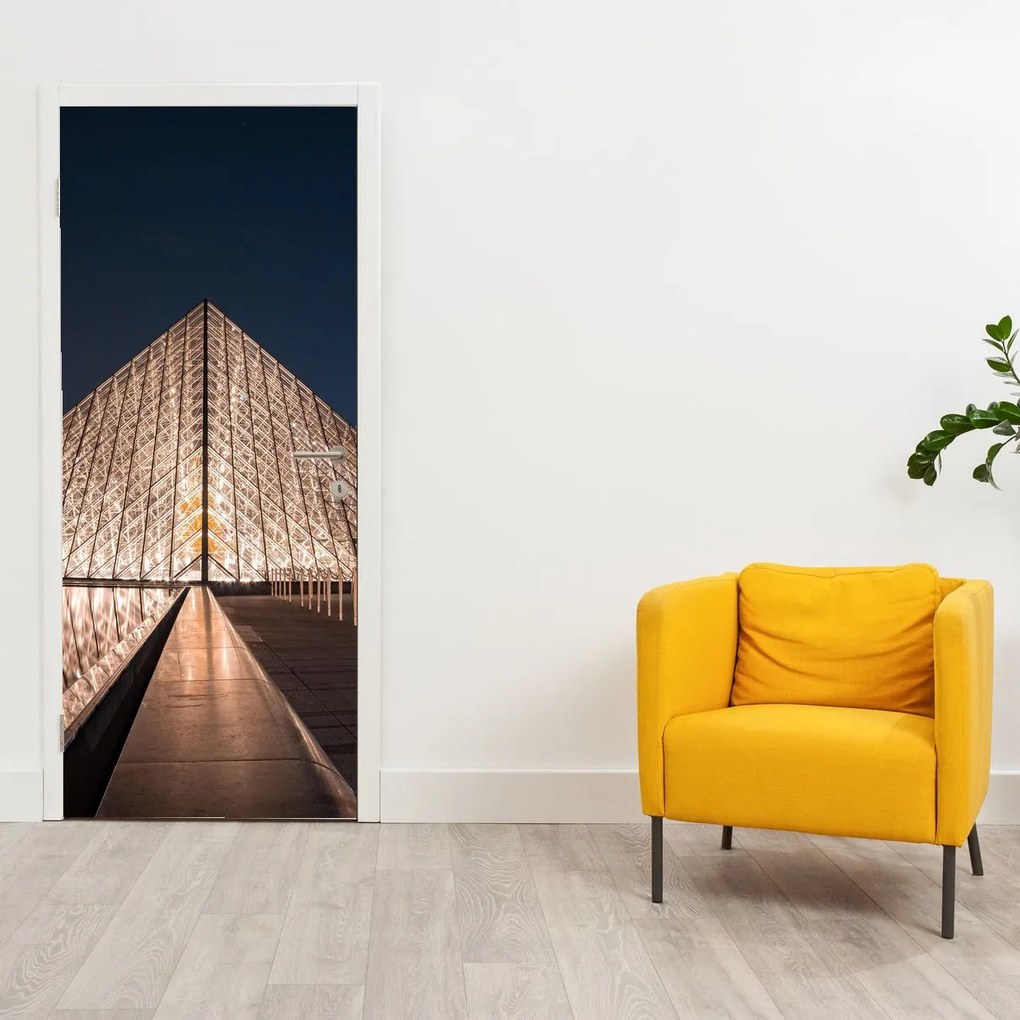 Fototapet pentru ușă - Louvre noaptea (95x205cm)