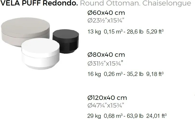 Taburete de exterior / interior design modern premium VELA OTTOMAN 60cm