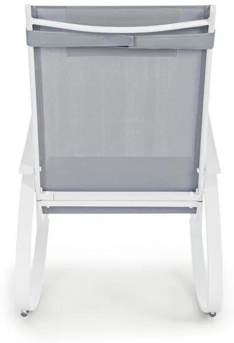 Scaun balansoar pentru gradina gri/alb din metal si textilena, 60,5 cm, Demid Bizzotto