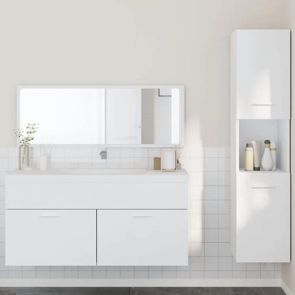vidaXL Set mobilier de baie, 3 piese, alb, lemn compozit