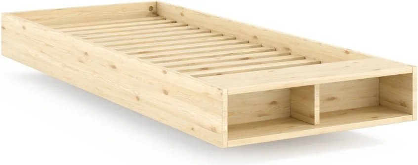 Pat în culoare naturală din lemn de pin fără tăblie cu somieră 90x200 cm Merge – Karup