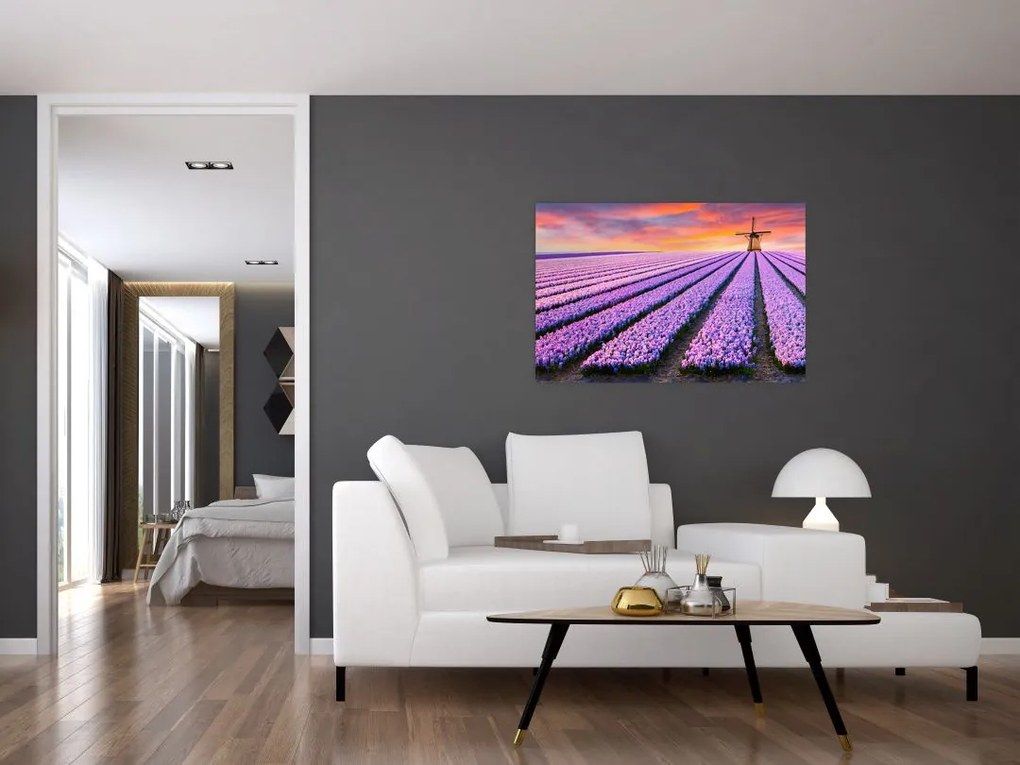 Tablou - ferma cu flori (90x60 cm)