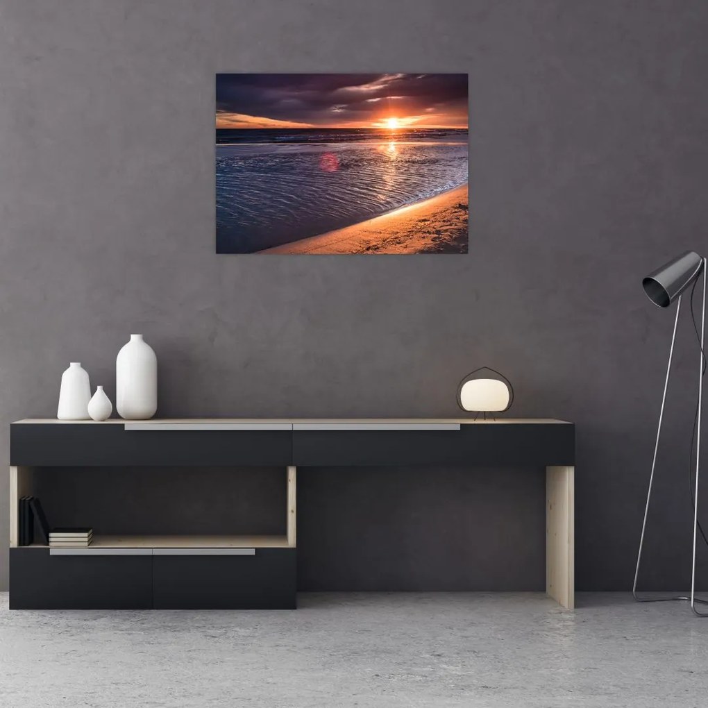 Tablou pe sticlă cu apus de soare (70x50 cm)