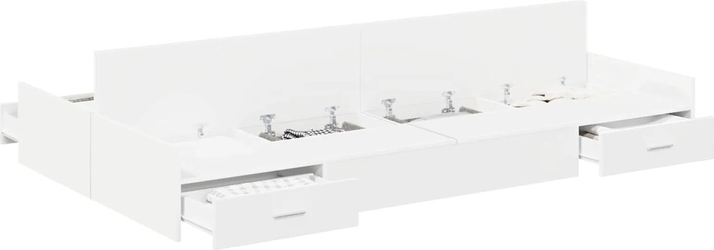 vidaXL Cadru de pat cu depozitare Alb 120 x 200 cm Lemn compozit