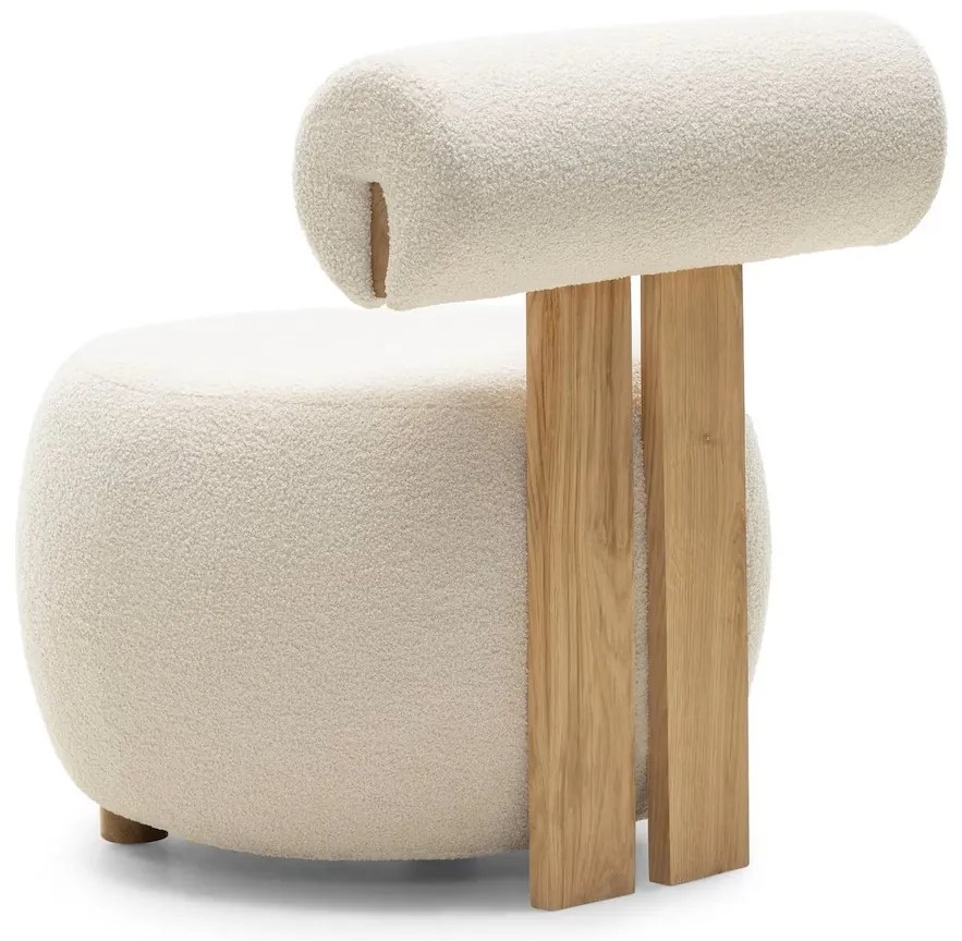 Fotoliu design crem HANNA, stejar