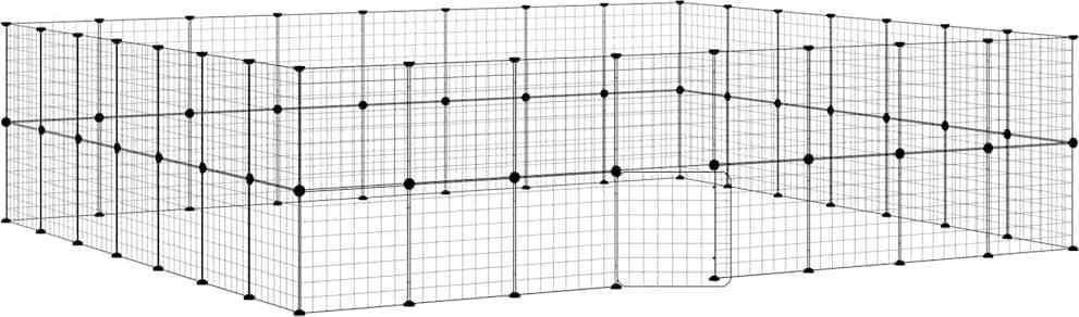 vidaXL Cușcă animale de companie cu ușă 60 panouri negru 35x35 cm oțel