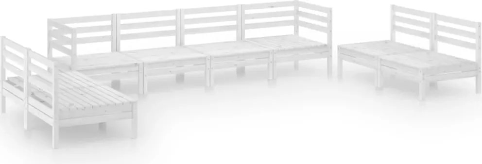 vidaXL Set mobilier de grădină, 8 piese, alb, lemn masiv de pin