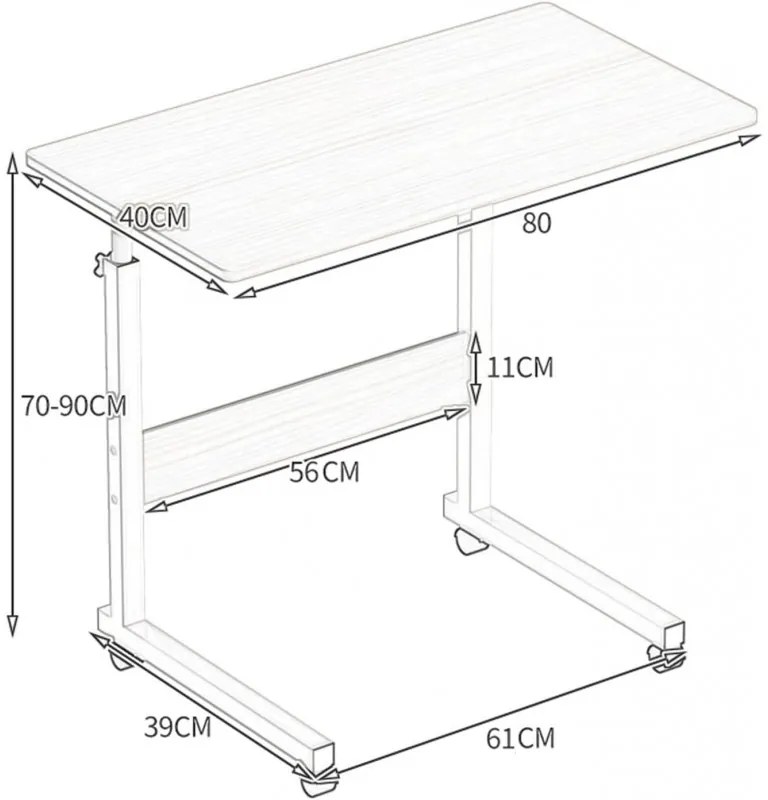 Birou mobil pentru laptop Culoare alb/maro, TABLET STL03WZ4