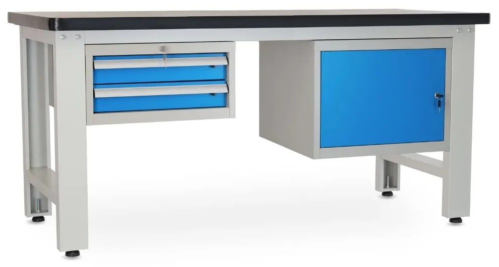 Masa atelier Solid MDF-21, 180 cm, 2 cutii suspendate, negru