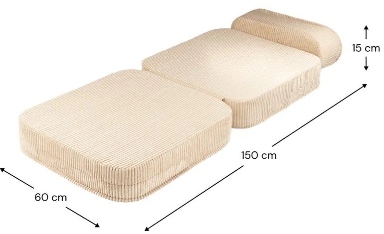 Fotoliu de copii maro deschis cu tapițerie din catifea reiată Flip – Wigiwama