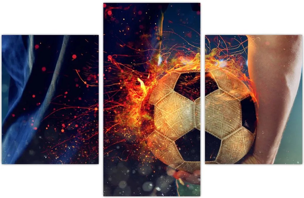 Tablou - Minge de fotbal în flăcări (90x60 cm)
