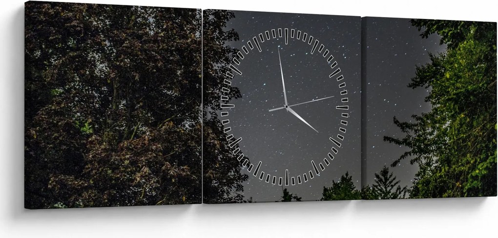 Tablou cu cerul nocturn (cu ceas) (90x30 cm)