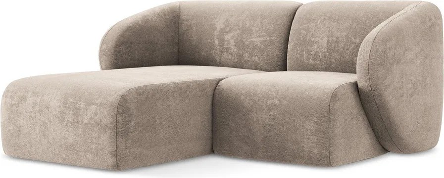 Colțar maro deschis cu tapițerie din chenille (cu colț pe partea stângă/cu șezlong) Lani – Makamii