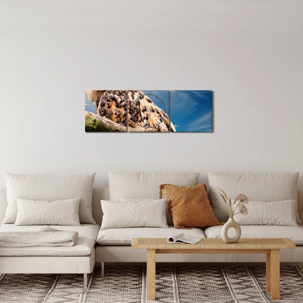 Tablou - Bufniță (cu ceas) (90x30 cm)