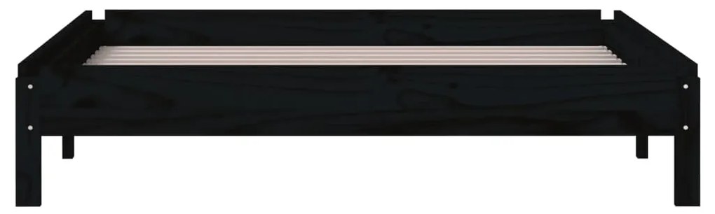 Pat stivuibil, negru, 90x200 cm, lemn masiv de pin Negru, 90 x 200 cm