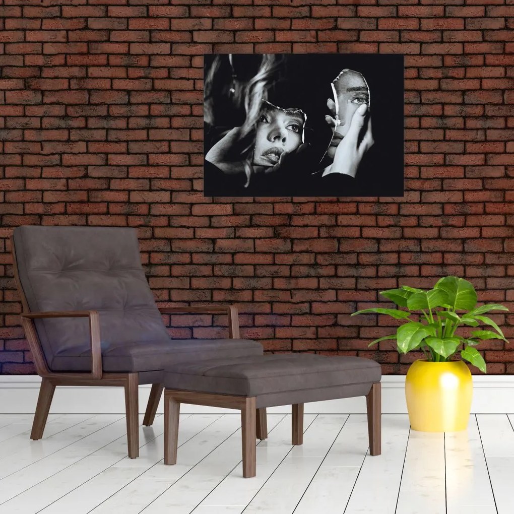 Tablou pe sticlă - Privind în oglindă (70x50 cm)