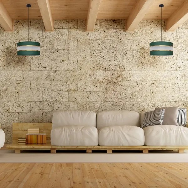 Lustră pe cablu HELEN 1xE27/15W/230V d. 40 cm verde/auriu