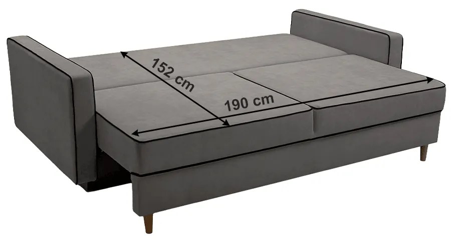 Canapea extensibilă, gri / negru, BERNIA