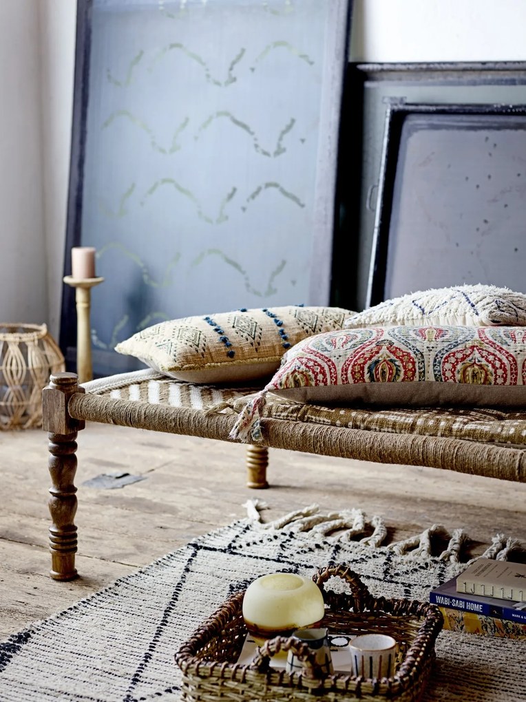 Covor rustic din bumbac cu model țesut, culoare natur, 180×120 cm, „Yuki”