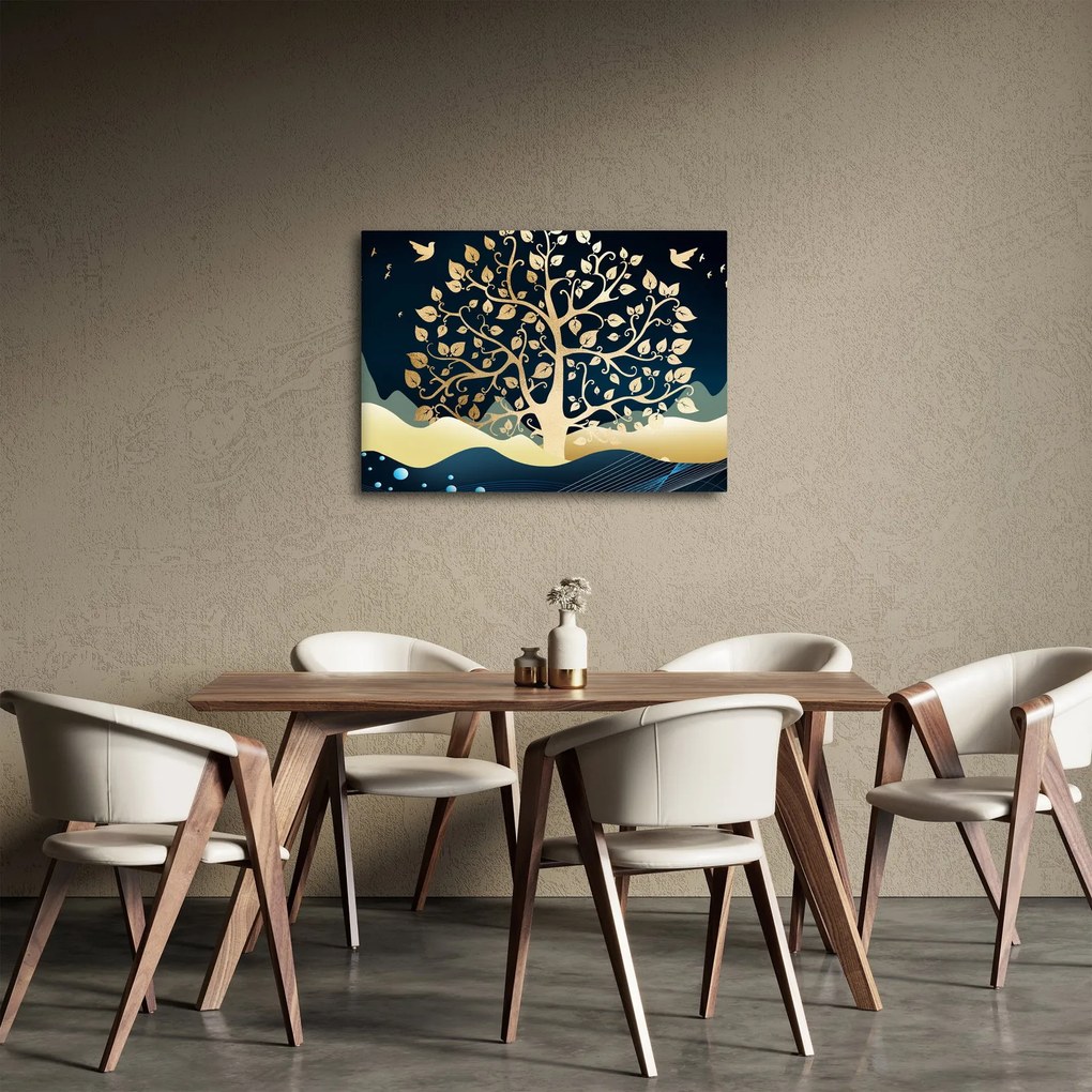 Tablou cu copac auriu (70x50 cm)