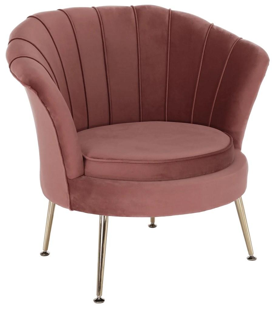 Fotoliu în stil Art-deco, catifea Velvet roz/crom auriu, NOBLIN NEW
