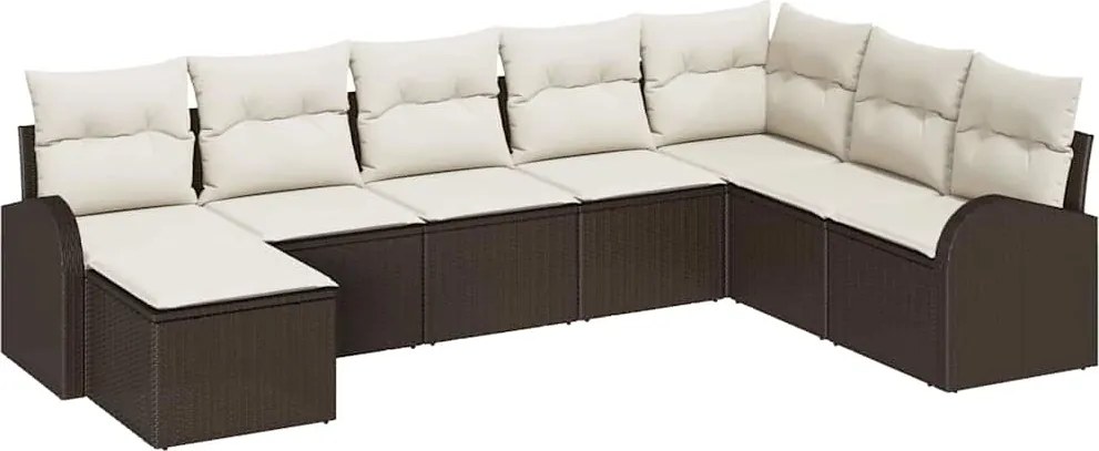 vidaXL Set de canapea cu pernă 8 pcs Maro și alb poliratan