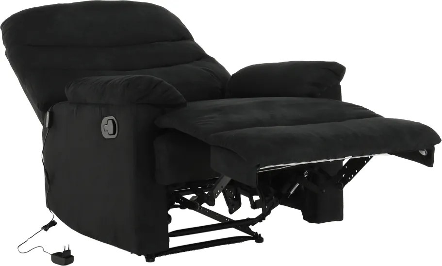 Fotoliu reglabil masaj, material textil catifea negru, LAMBERT