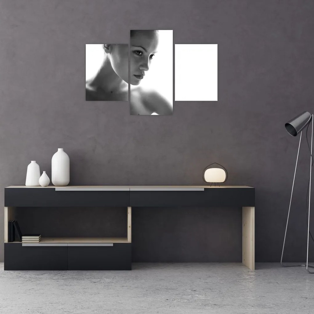 Tablou - Portretul femeii, alb- negru (90x60 cm)
