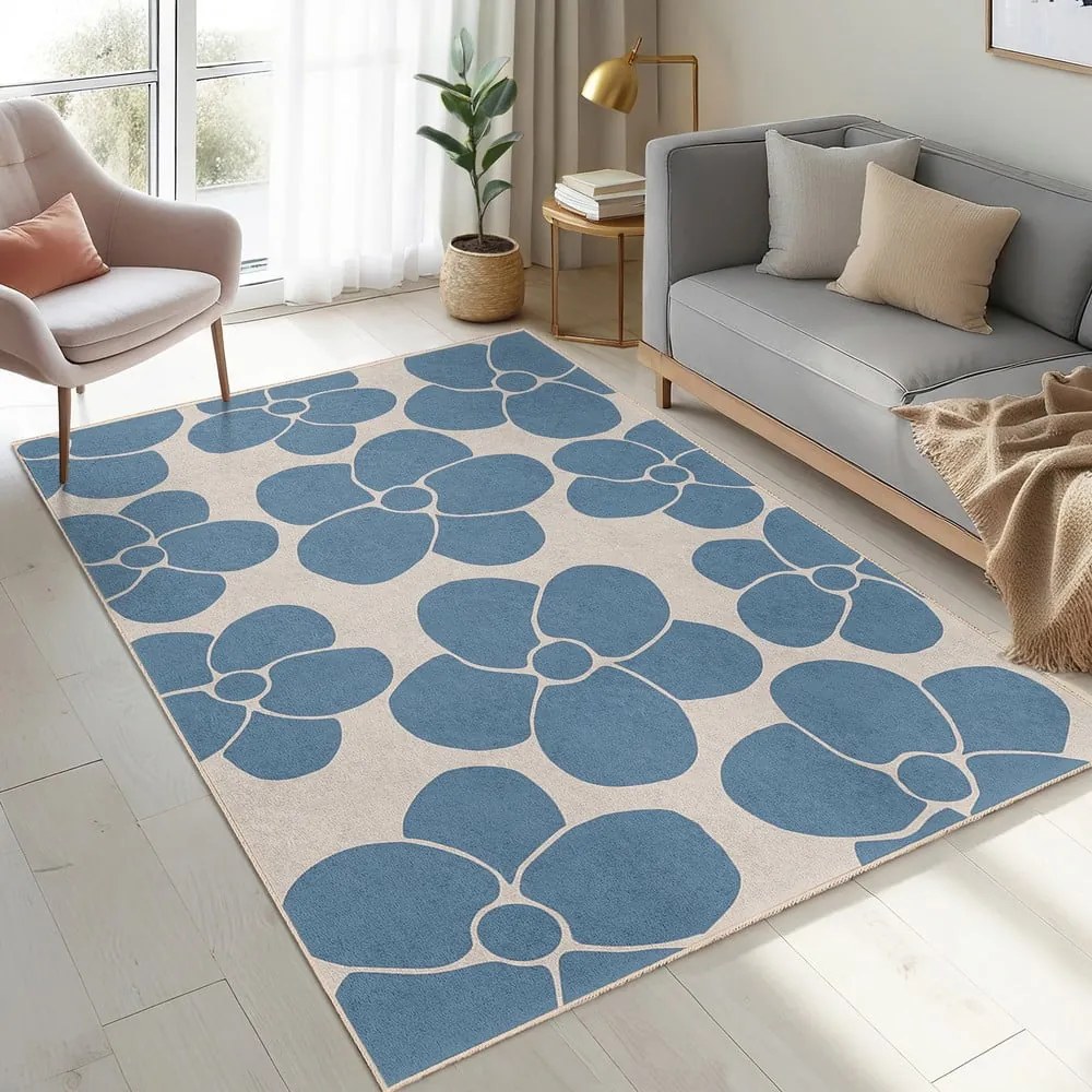 Covor albastru lavabil 80x150 cm Blue Meadow – Mila Home