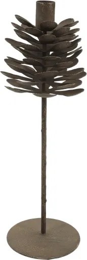Sfeșnic con, din alamă antichizată, lucrat manual, 10x33 cm, „Cônes"