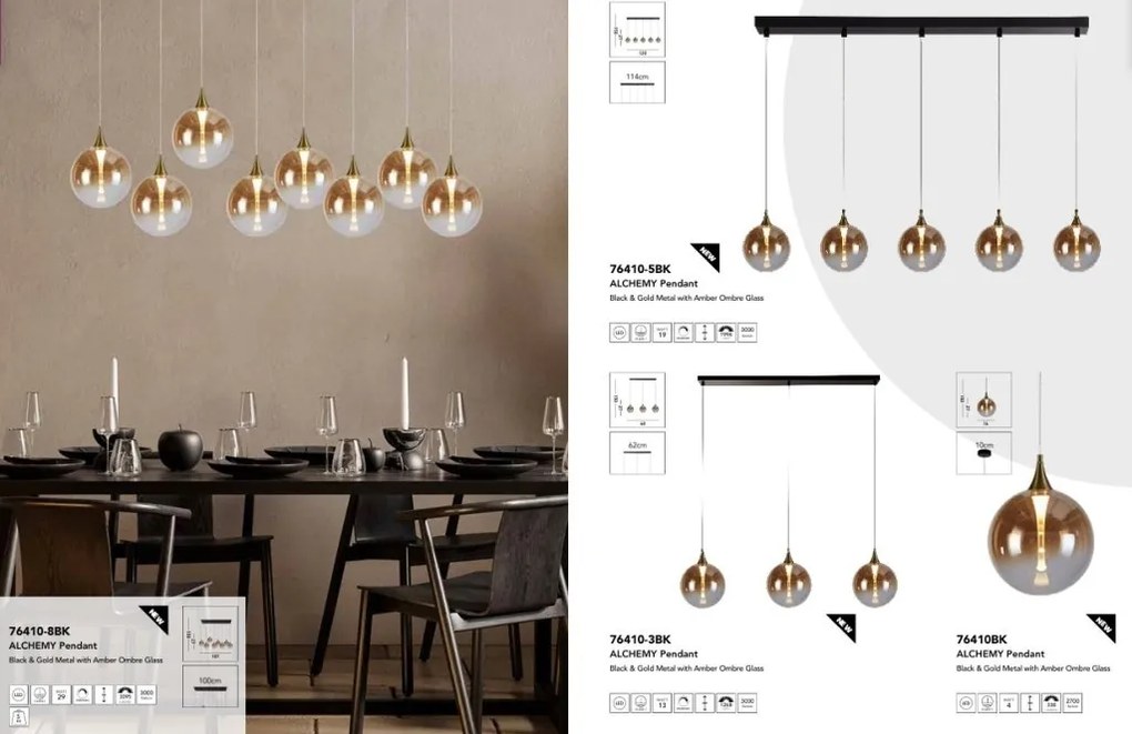 Lustra cu 3 pendule LED design modern minimalist Alchemy