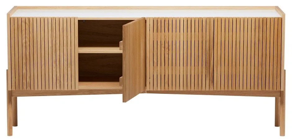 Comodă în culoare naturală joasă cu aspect de lemn de stejar 177x42 cm Bottrup – Woodman