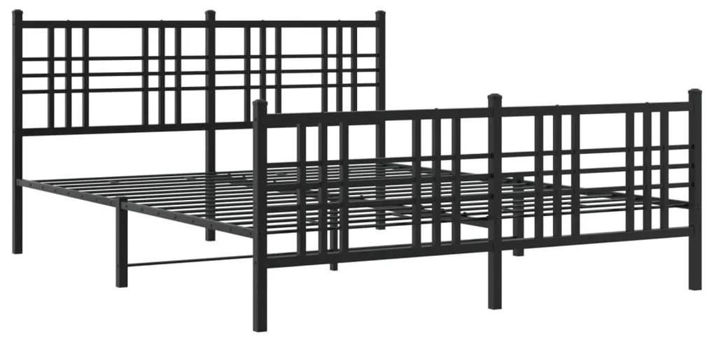 376345 vidaXL Cadru pat metalic cu tăblie de cap/picioare, negru, 160x200 cm