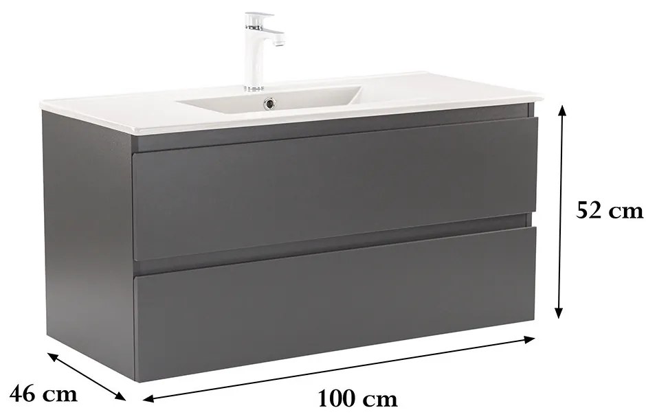 Dulap inferior Vario Forte 100 cu lavoar antracit-antracit