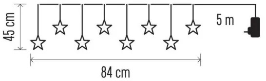 Ghirlandă LED de exterior 8xLED/5,84 m IP44, stele