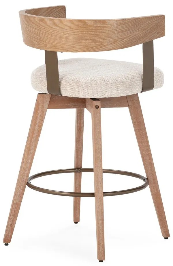 Scaune de bar crem/în culoare naturală cu cotiere 2 buc. tapițate Ilia – MOME