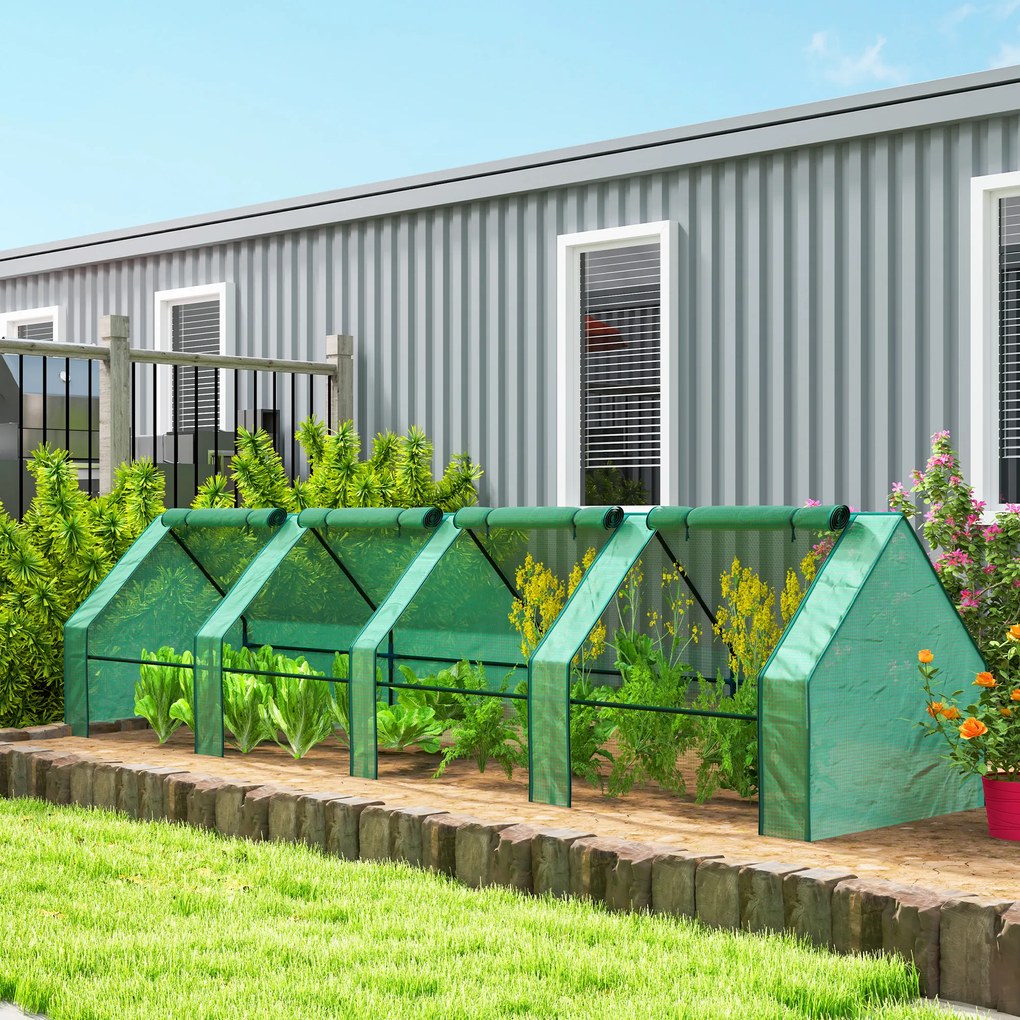 Outsunny Mini Seră Portable Tunel pentru Creșterea Plantelor și Florilor cu Uși Rulabile cu Fermoar, Verde | Aosom Romania