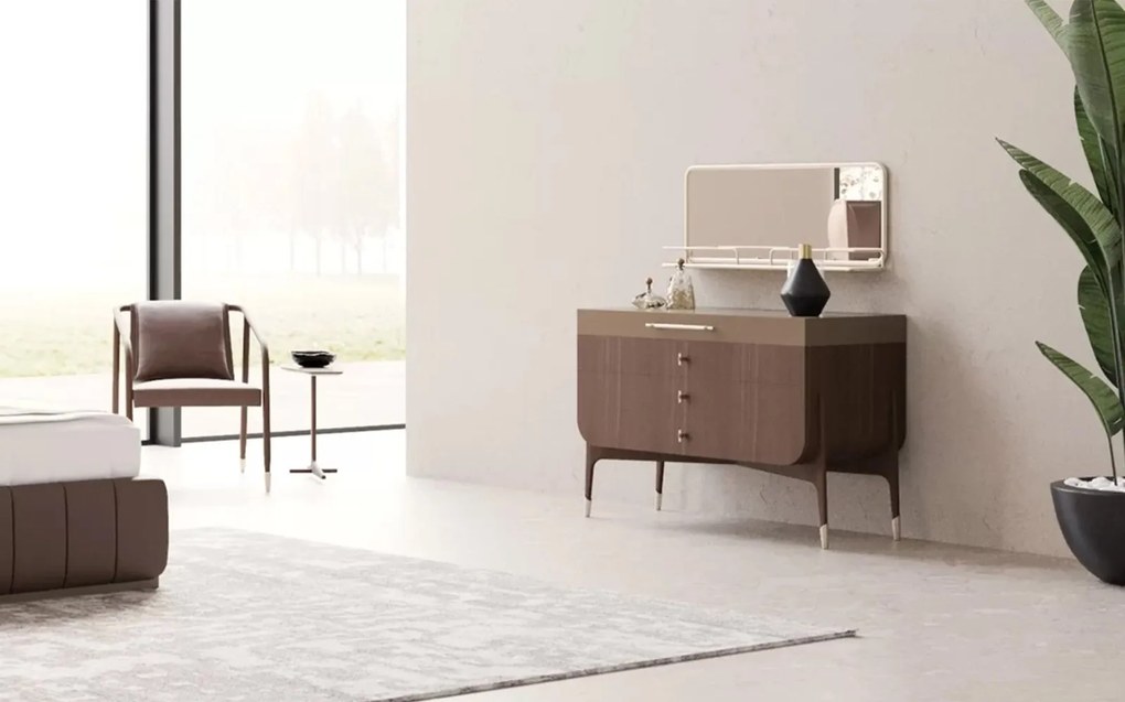 Comodă lemn masiv cu sertare Capella, 123 × 56 × 82 cm