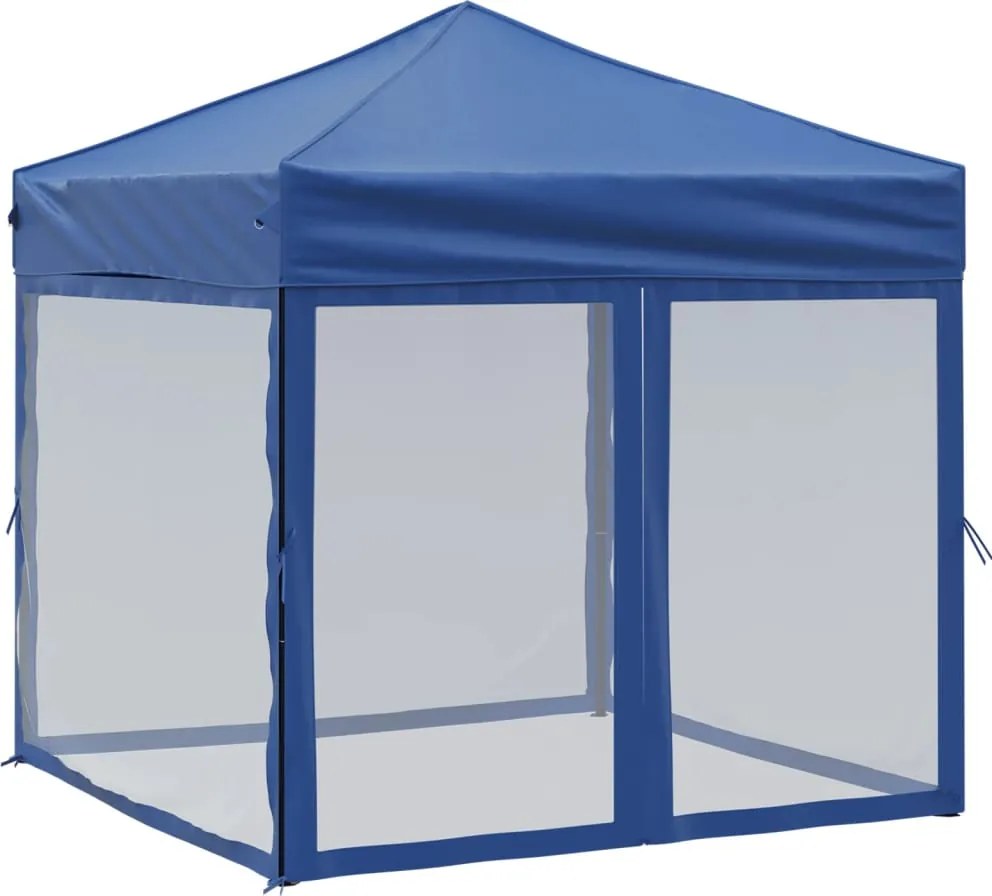 vidaXL Cort pliabil pentru petrecere, pereți laterali, albastru, 2x2 m
