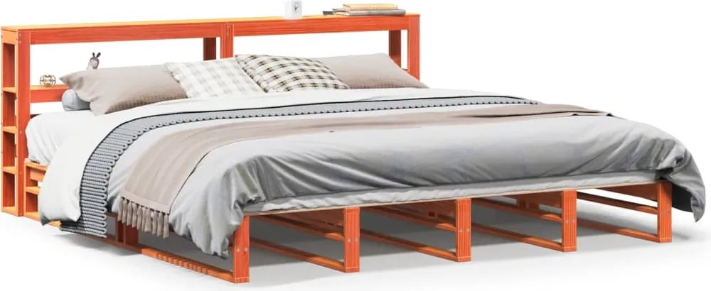 vidaXL Cadru de pat fără saltea, maro ceruit 200x200 cm lemn masiv pin