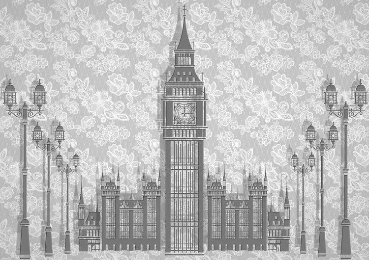 Abstract Floral London Design Fototapet, (184 x 254 cm)