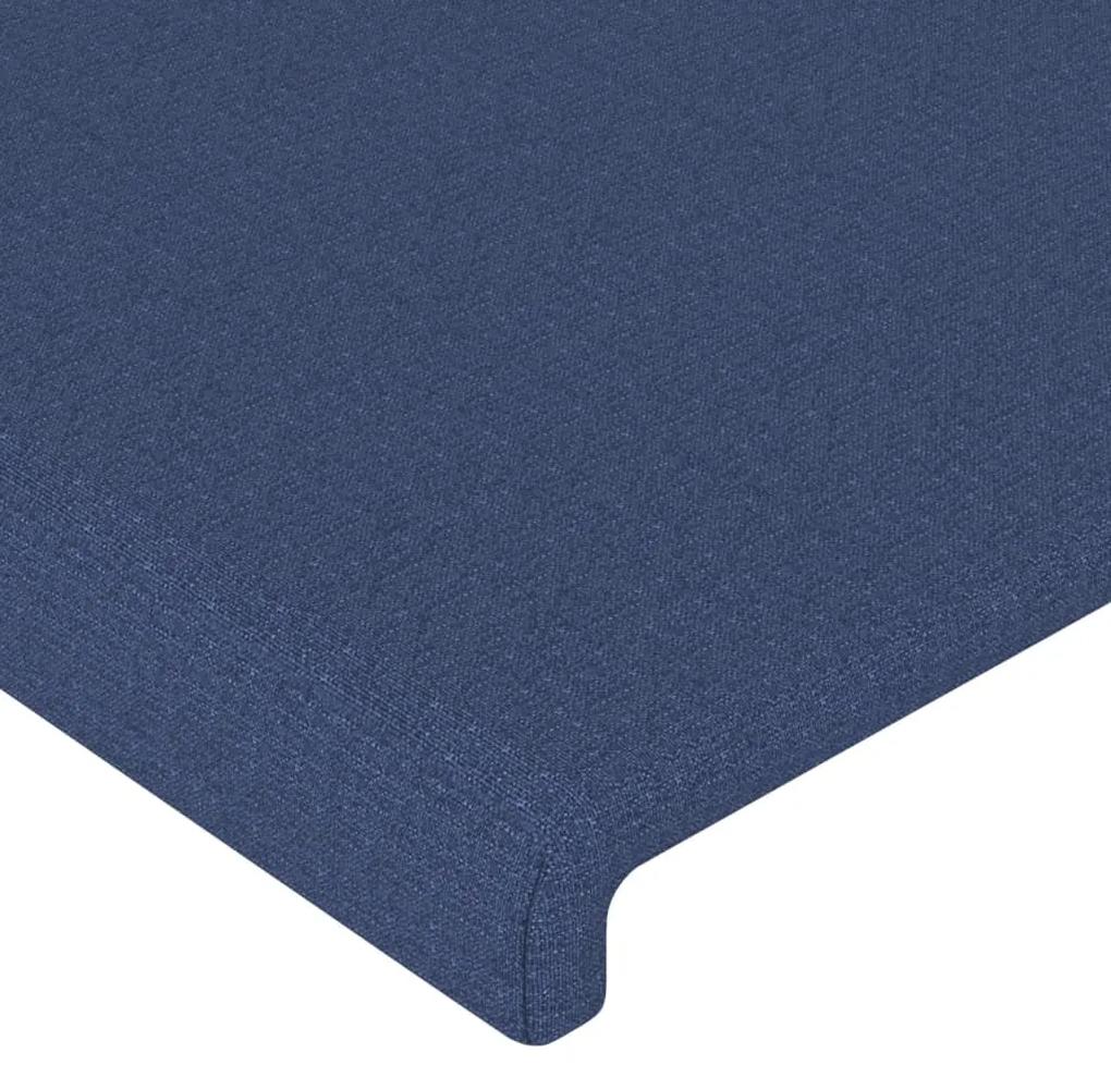 Cadru de pat cu tablie, albastru, 100x200 cm, textil Albastru, 100 x 200 cm, Design simplu