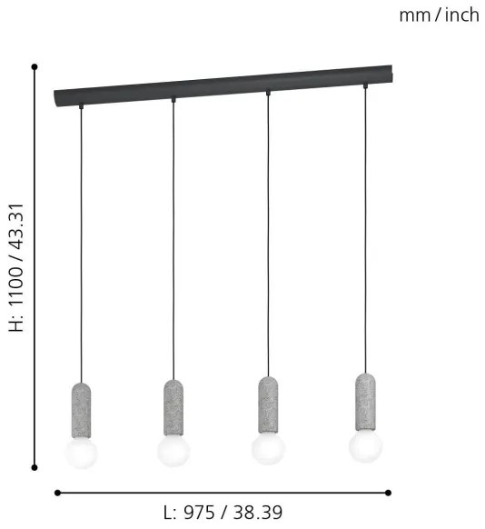 Eglo 39832 - Lustră pe cablu GIACONECCHIA 4xE27/40W/230V