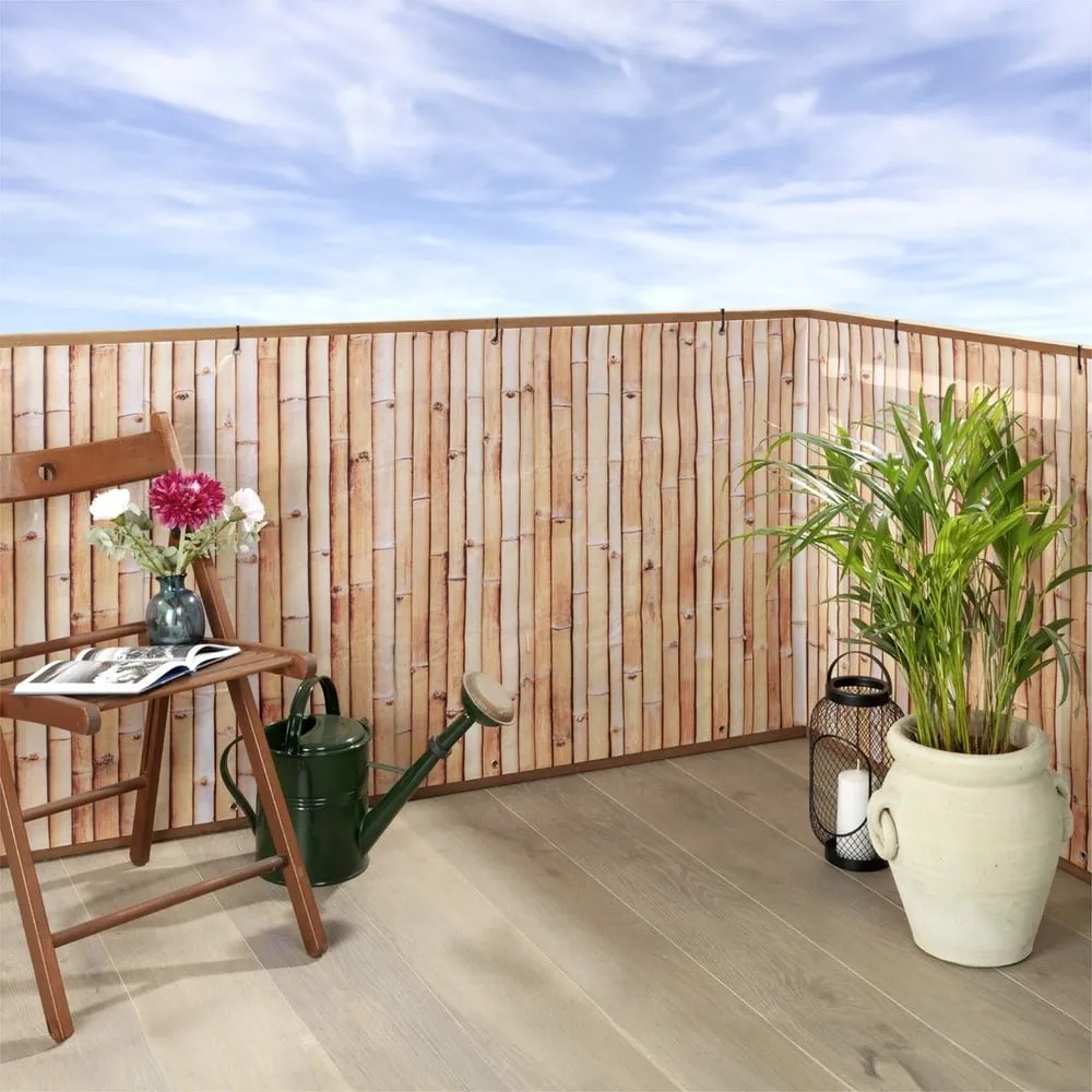 Paravan pentru balcon maro deschis din plastic 500x85 cm – Maximex